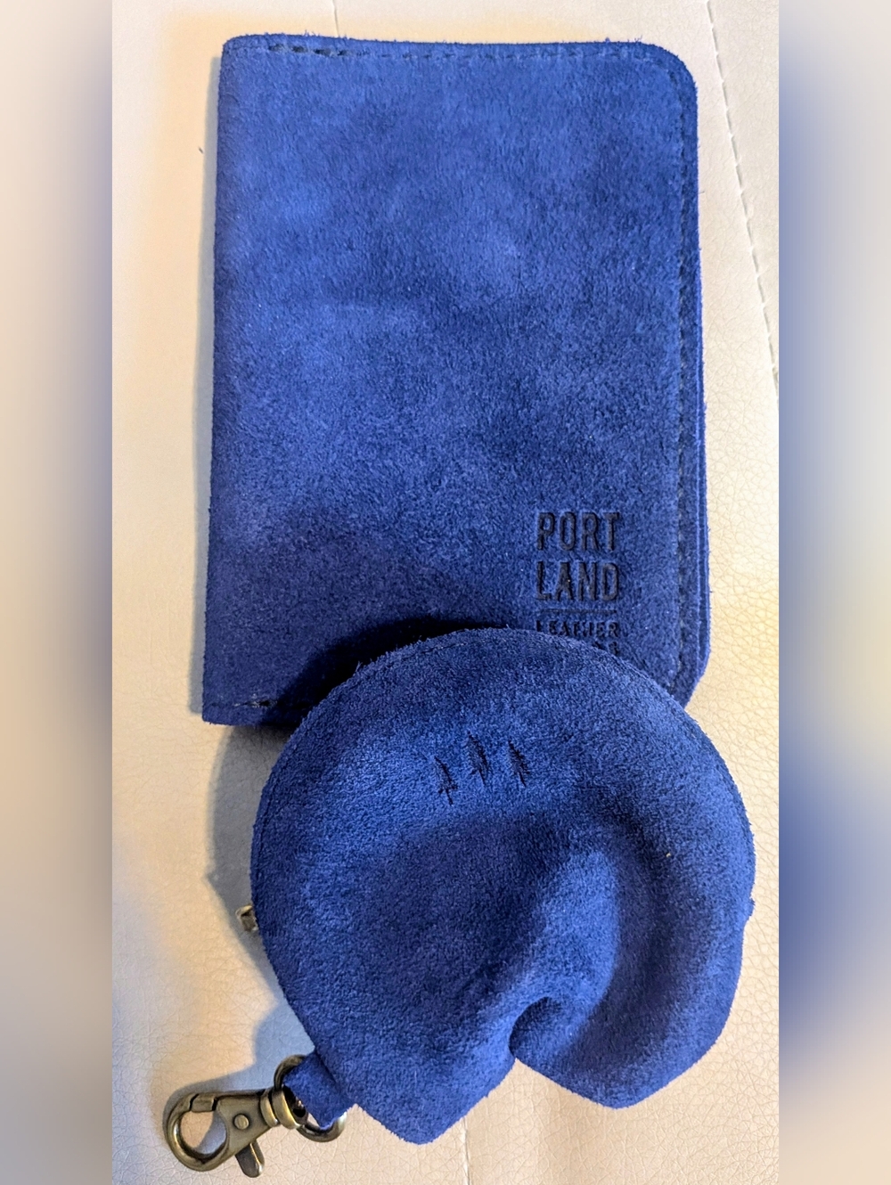 💙🛂 Portland Leather Joni Blue Passport Holder And Fortune Cookie Keychain Pouc